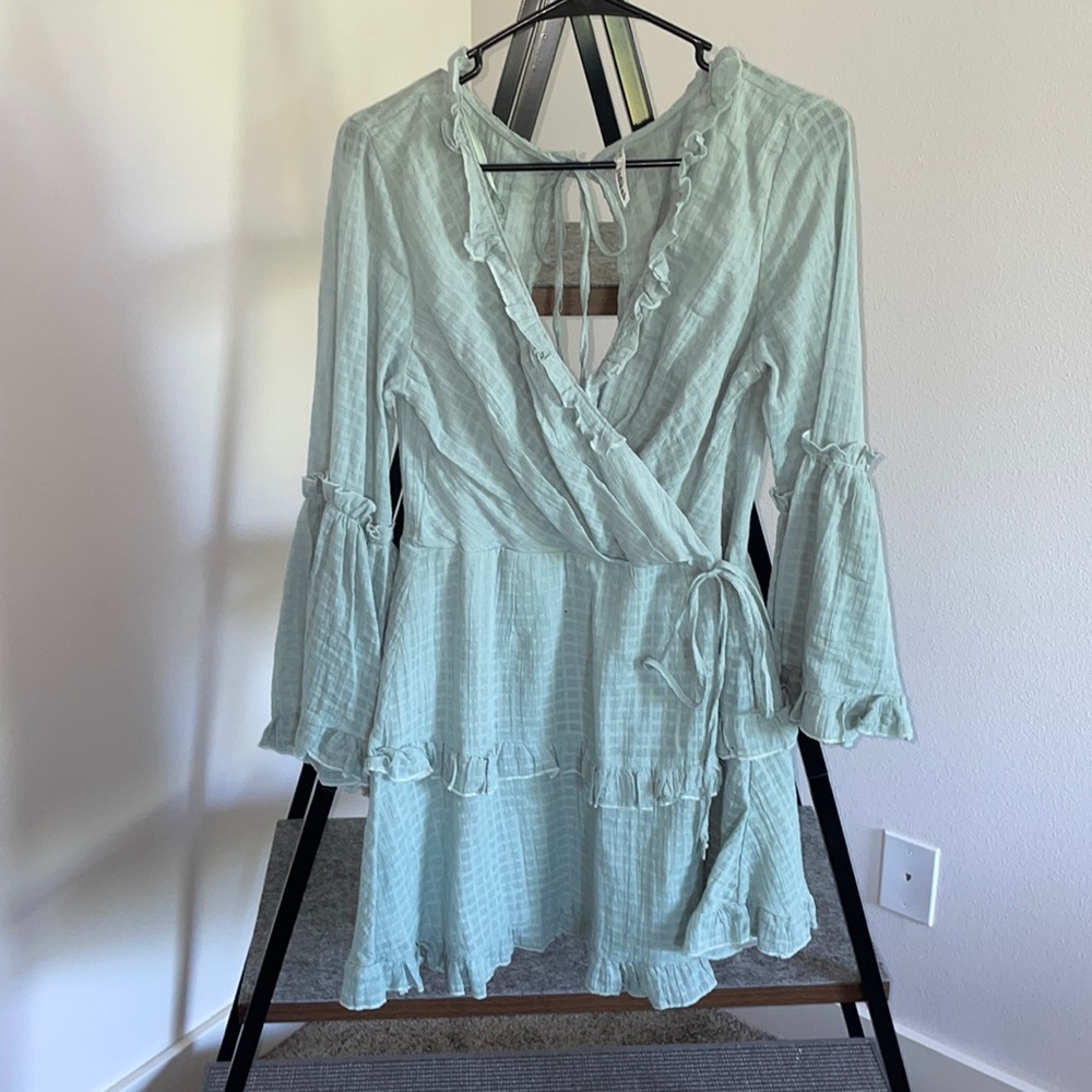 Indikah, Size Large, Light Blue, Long sleeve Dress